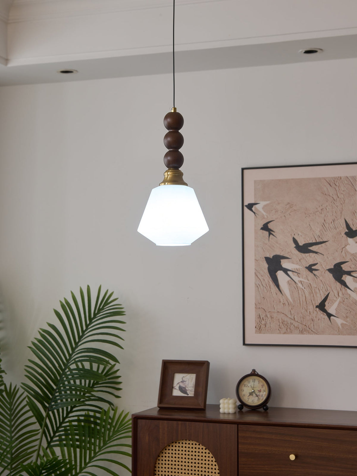 Vothaila Pendelleuchte im Vintage-Stil aus Glas und Holz