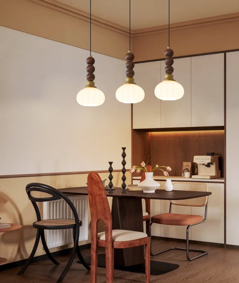 Vothaila Pendelleuchte im Vintage-Stil aus Glas und Holz