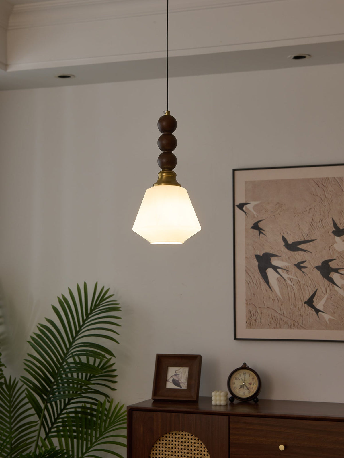 Vothaila Pendelleuchte im Vintage-Stil aus Glas und Holz