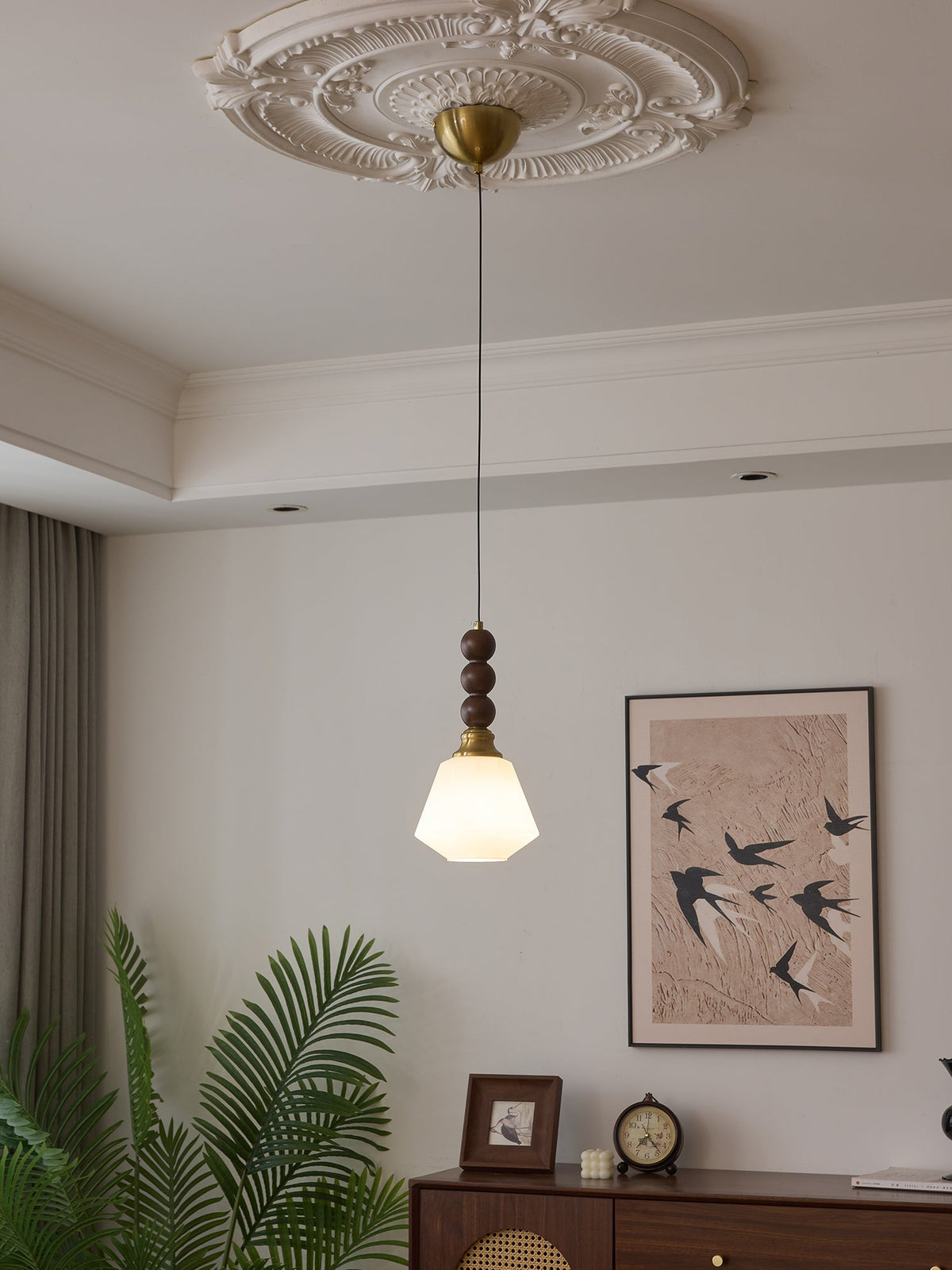 Vothaila Pendelleuchte im Vintage-Stil aus Glas und Holz