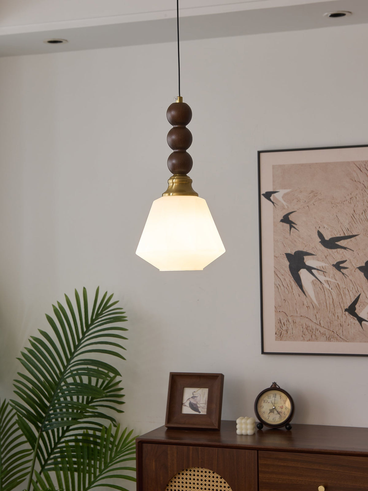 Vothaila Pendelleuchte im Vintage-Stil aus Glas und Holz