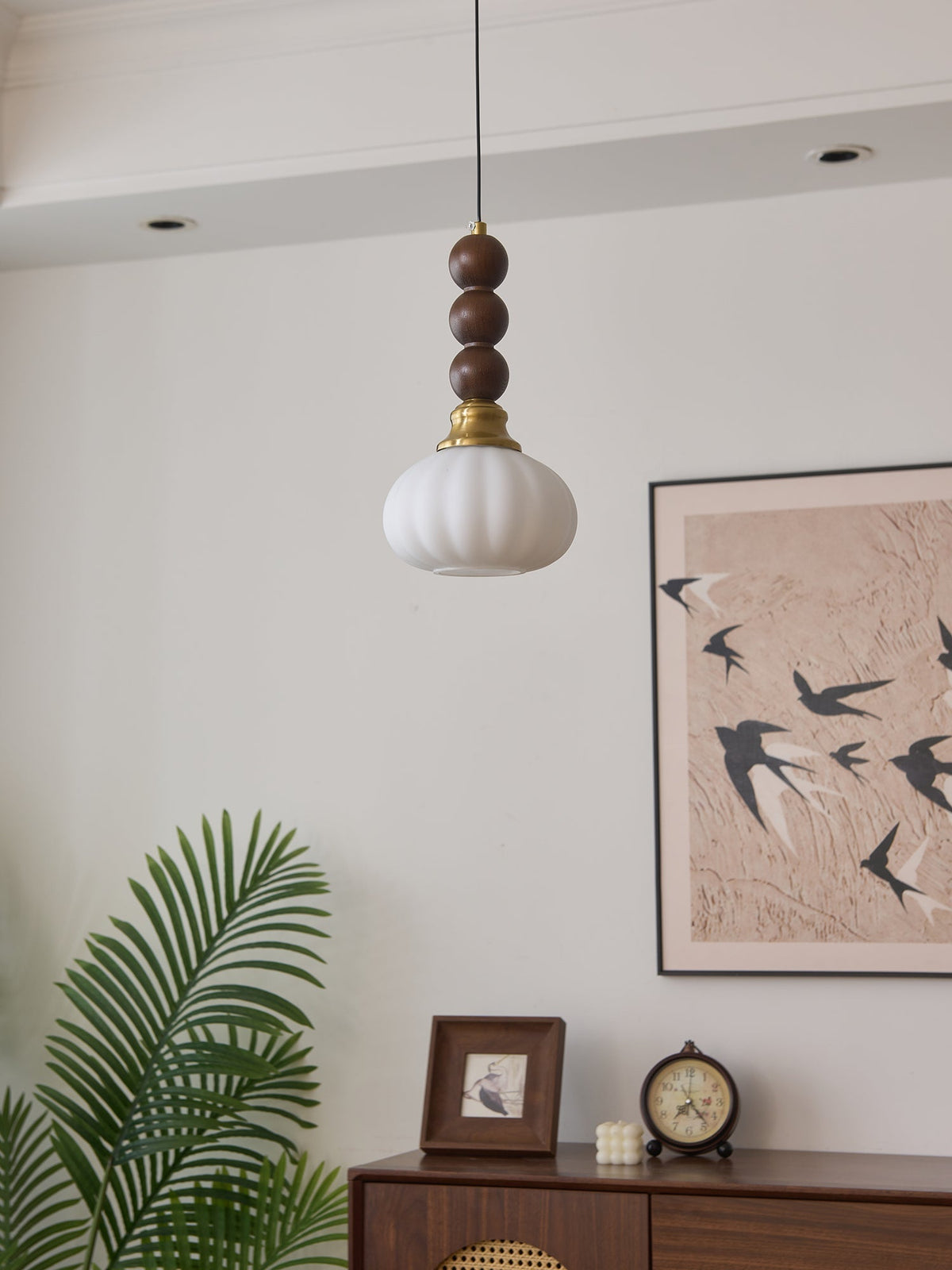 Vothaila Pendelleuchte im Vintage-Stil aus Glas und Holz
