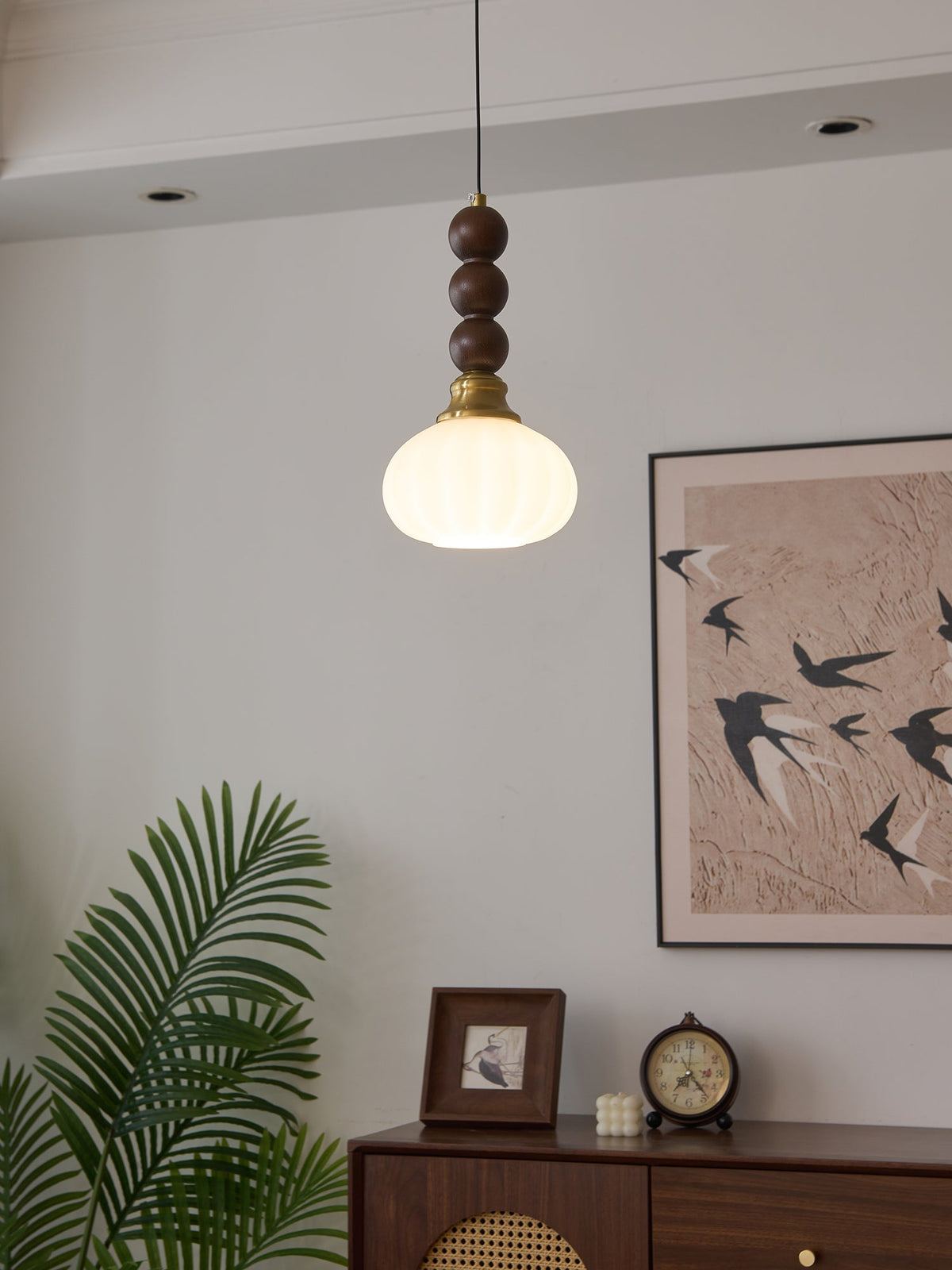 Vothaila Pendelleuchte im Vintage-Stil aus Glas und Holz