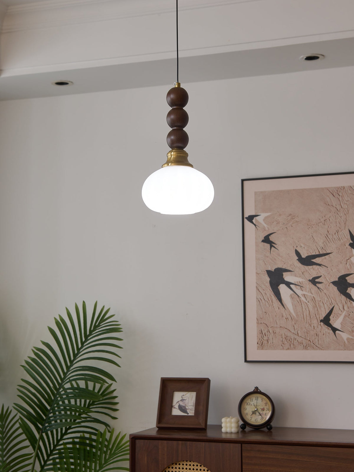 Vothaila Pendelleuchte im Vintage-Stil aus Glas und Holz