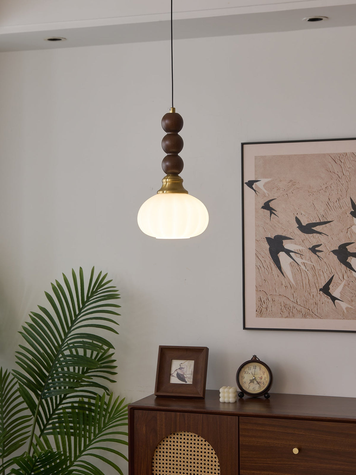 Vothaila Pendelleuchte im Vintage-Stil aus Glas und Holz