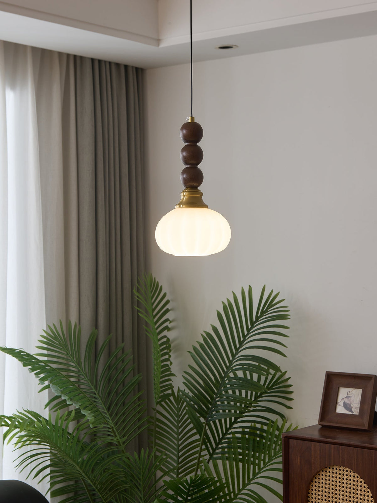 Vothaila Pendelleuchte im Vintage-Stil aus Glas und Holz