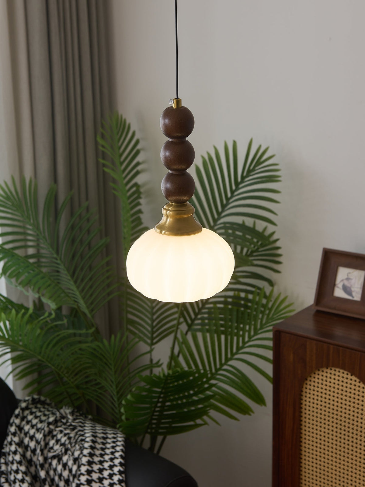 Vothaila Pendelleuchte im Vintage-Stil aus Glas und Holz