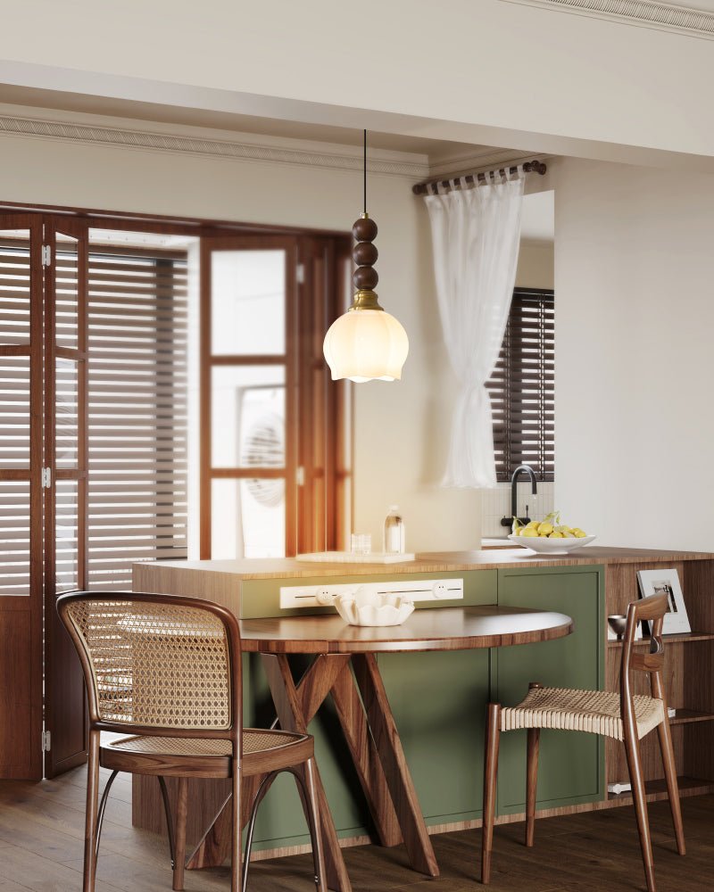 Vothaila Pendelleuchte im Vintage-Stil aus Glas und Holz