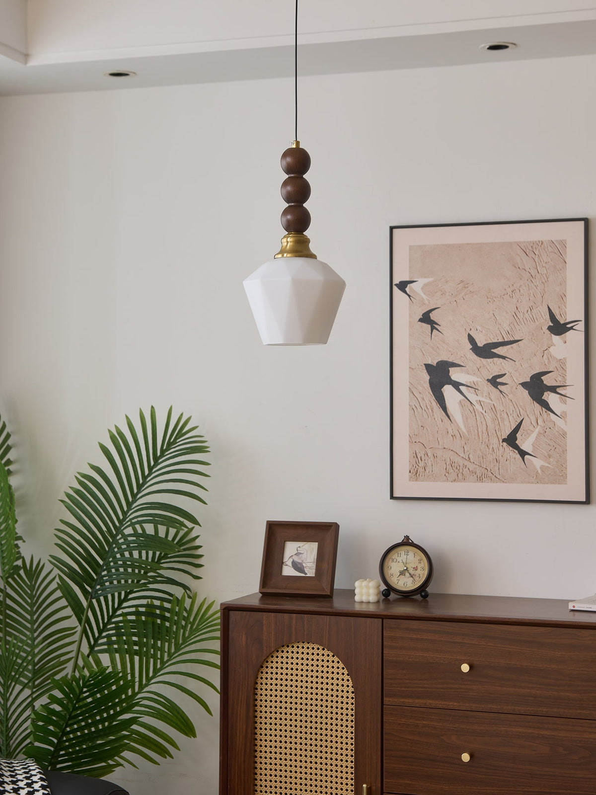 Vothaila Pendelleuchte im Vintage-Stil aus Glas und Holz