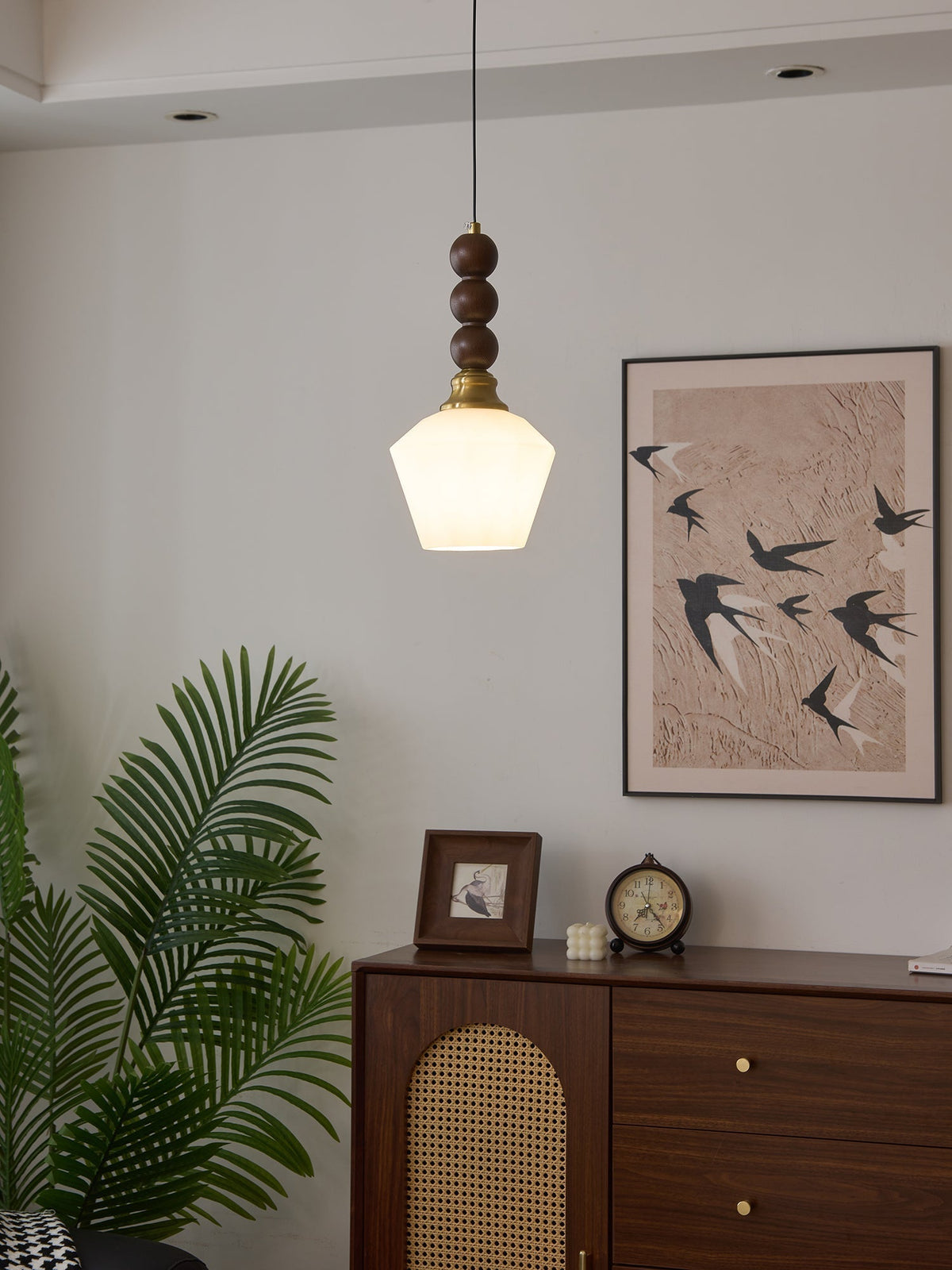 Vothaila Pendelleuchte im Vintage-Stil aus Glas und Holz