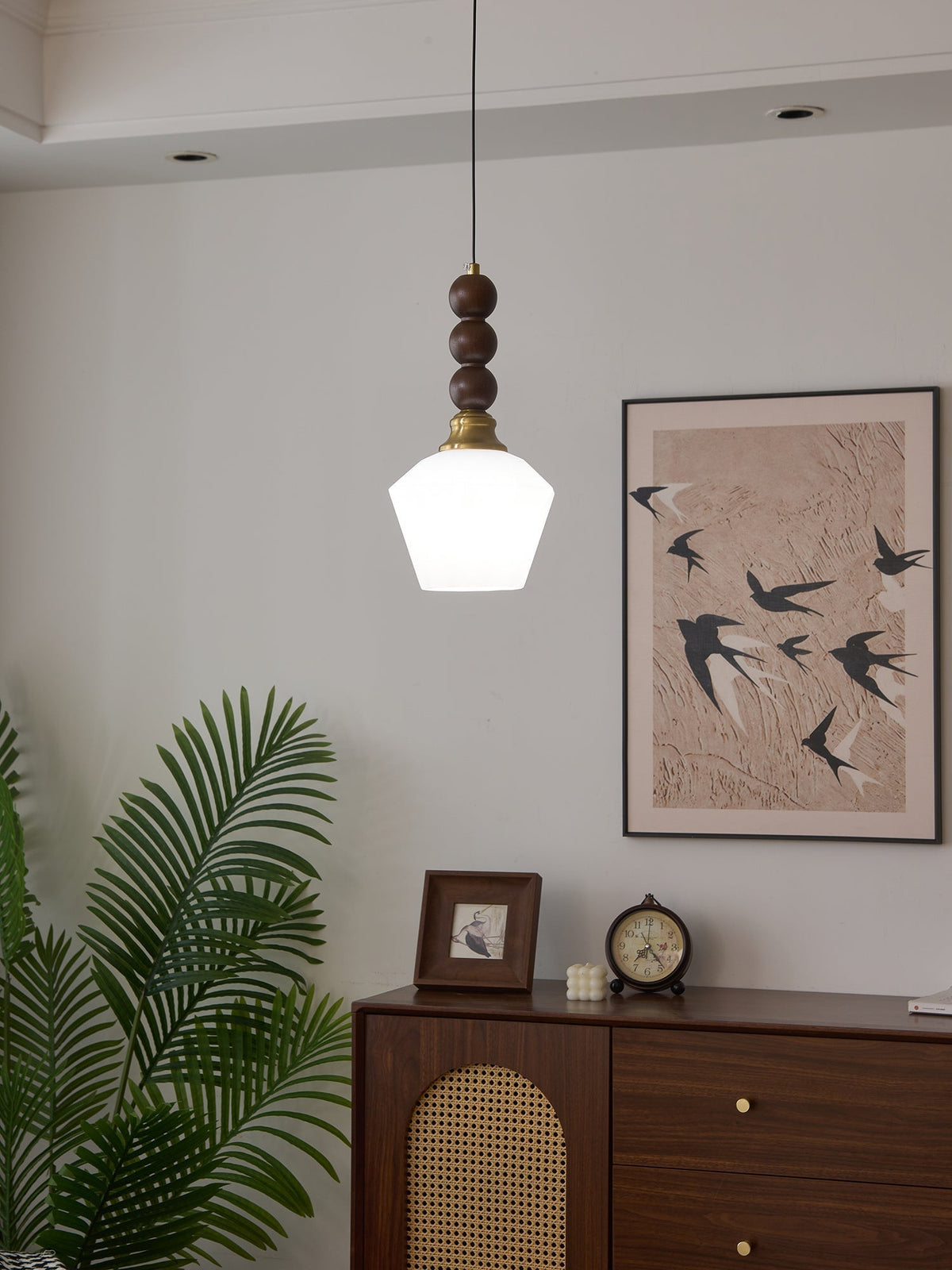 Vothaila Pendelleuchte im Vintage-Stil aus Glas und Holz