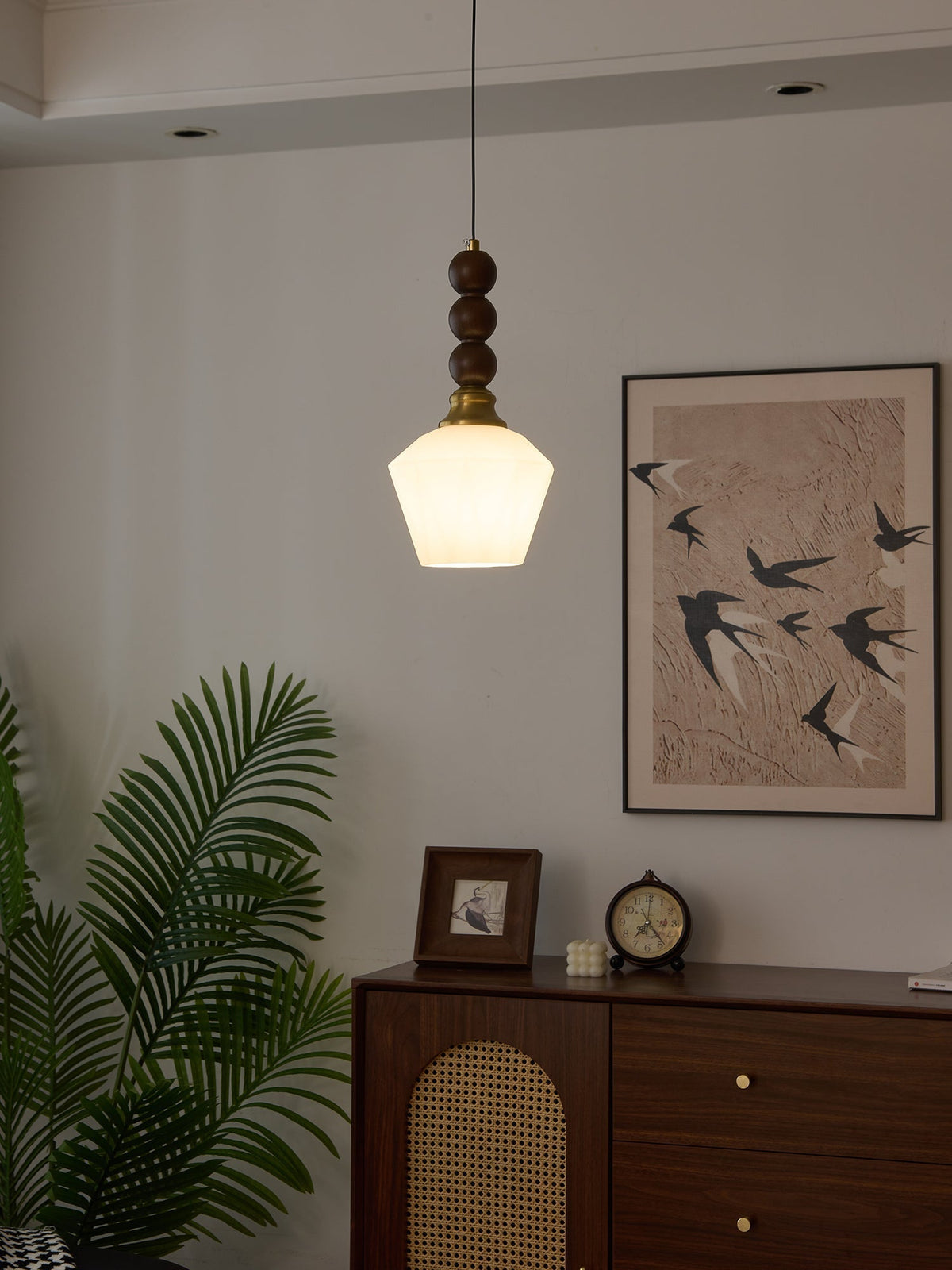 Vothaila Pendelleuchte im Vintage-Stil aus Glas und Holz