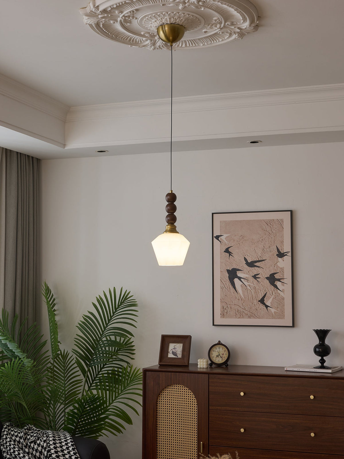 Vothaila Pendelleuchte im Vintage-Stil aus Glas und Holz