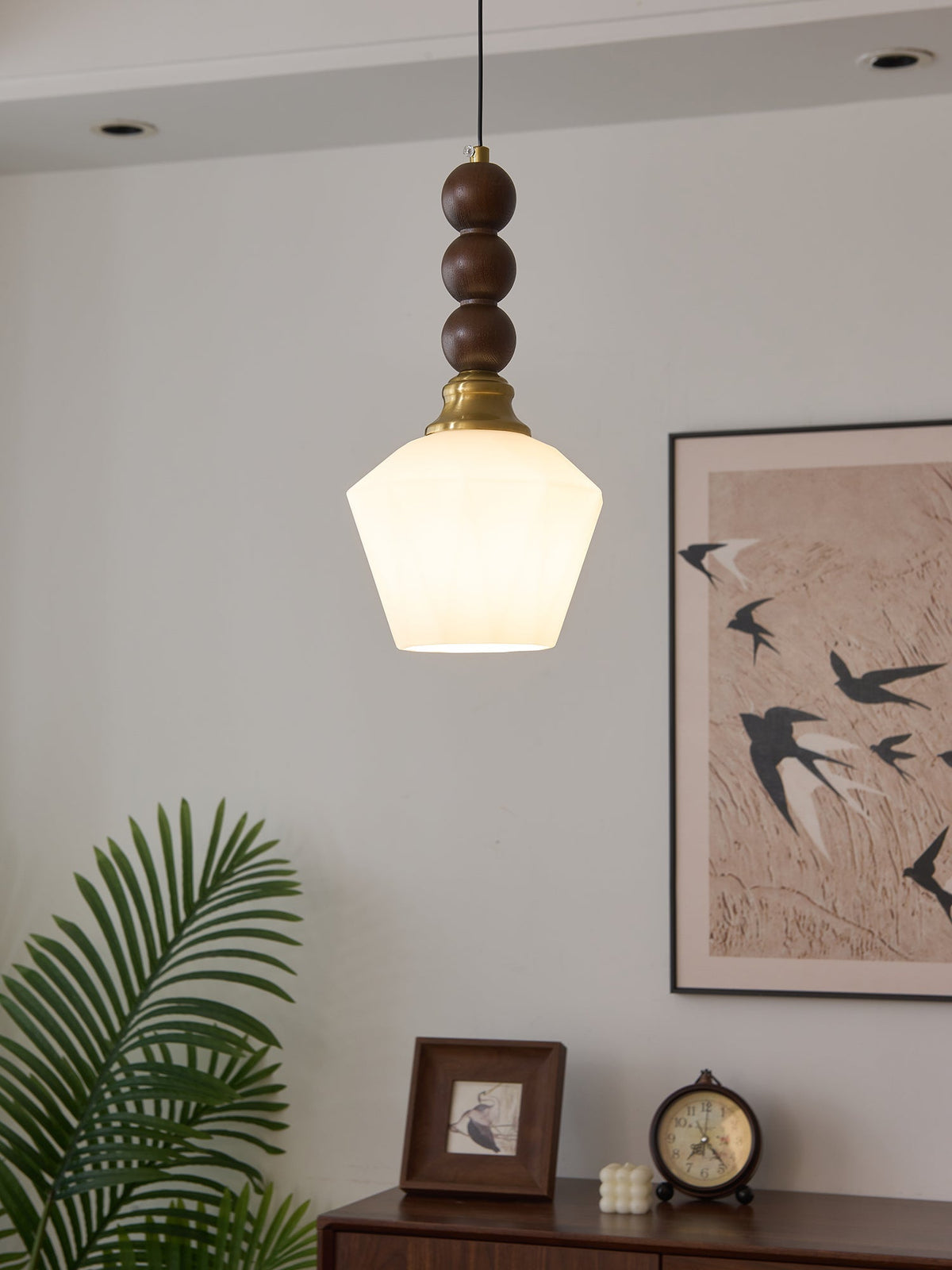 Vothaila Pendelleuchte im Vintage-Stil aus Glas und Holz