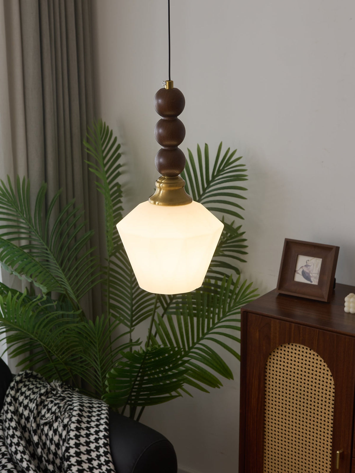 Vothaila Pendelleuchte im Vintage-Stil aus Glas und Holz