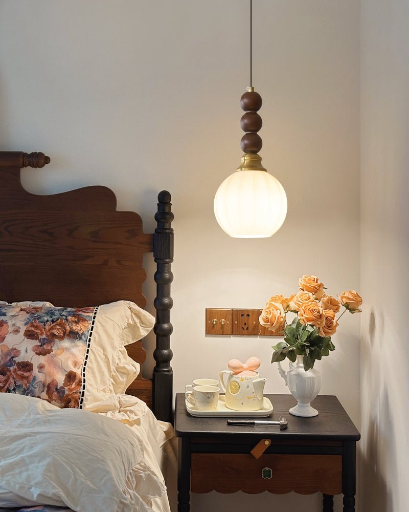 Vothaila Pendelleuchte im Vintage-Stil aus Glas und Holz