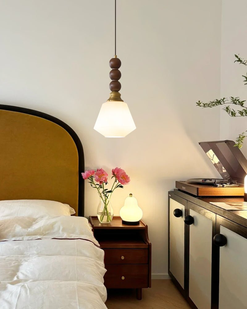 Vothaila Pendelleuchte im Vintage-Stil aus Glas und Holz