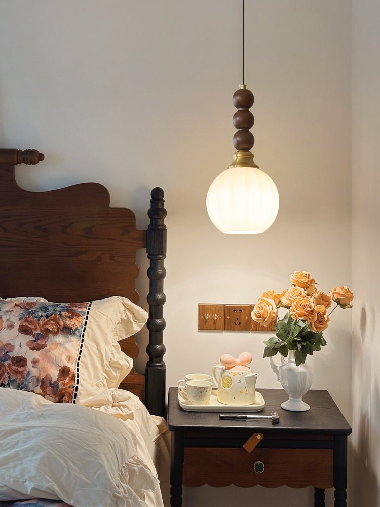 Vothaila Pendelleuchte im Vintage-Stil aus Glas und Holz