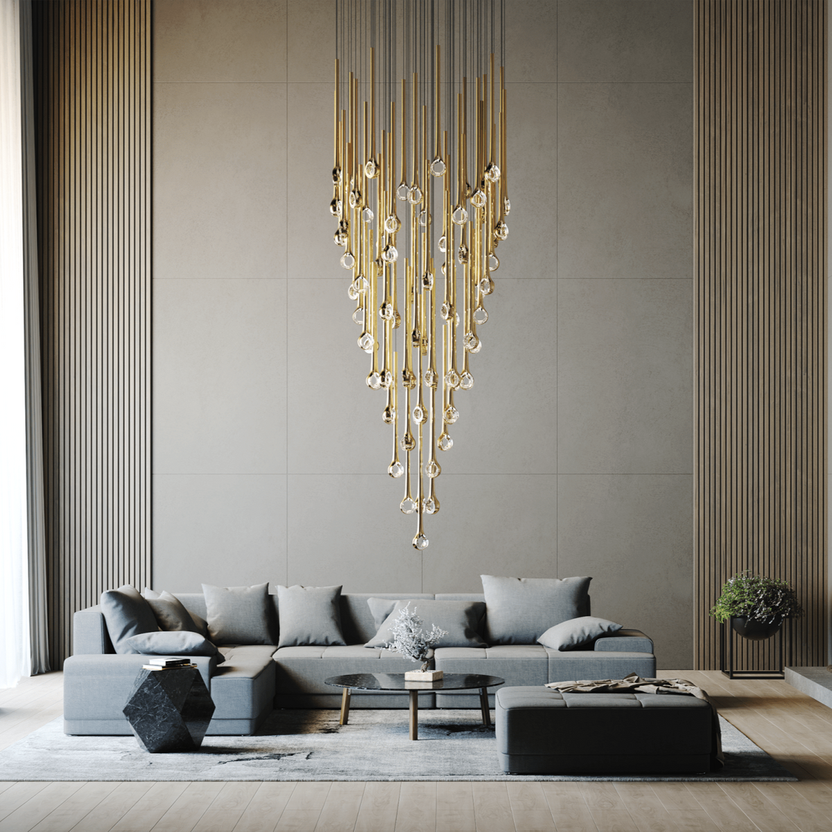 Cicarir Kronleuchter aus Goldglas in Gradientenform
