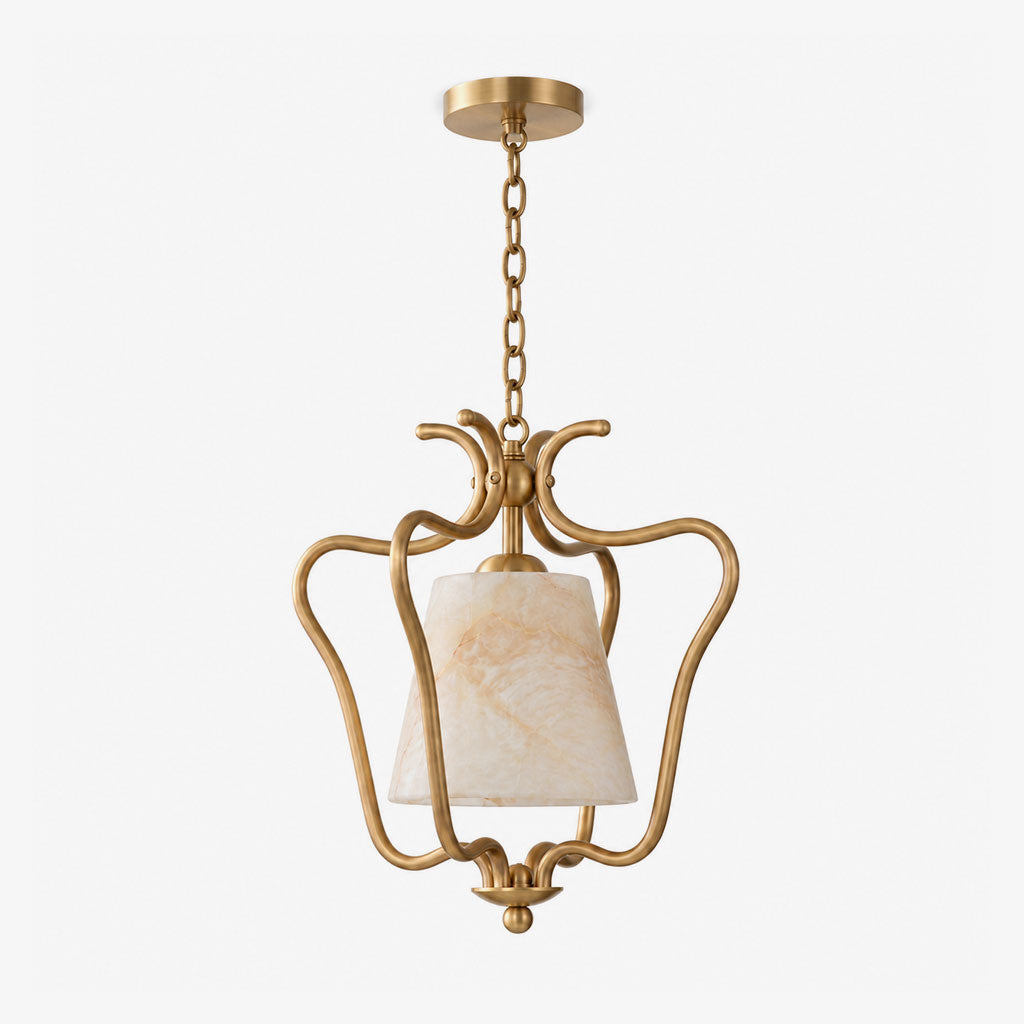 Pembermere Alabaster Laternen-Pendelleuchte