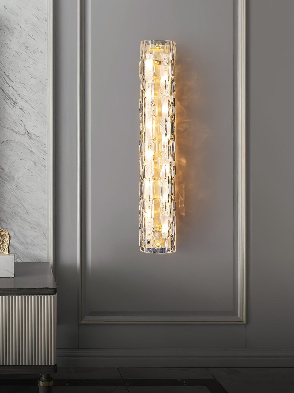 Bexley Messing-Glas Glam-Wandleuchte für Wohnzimmer | Cielum