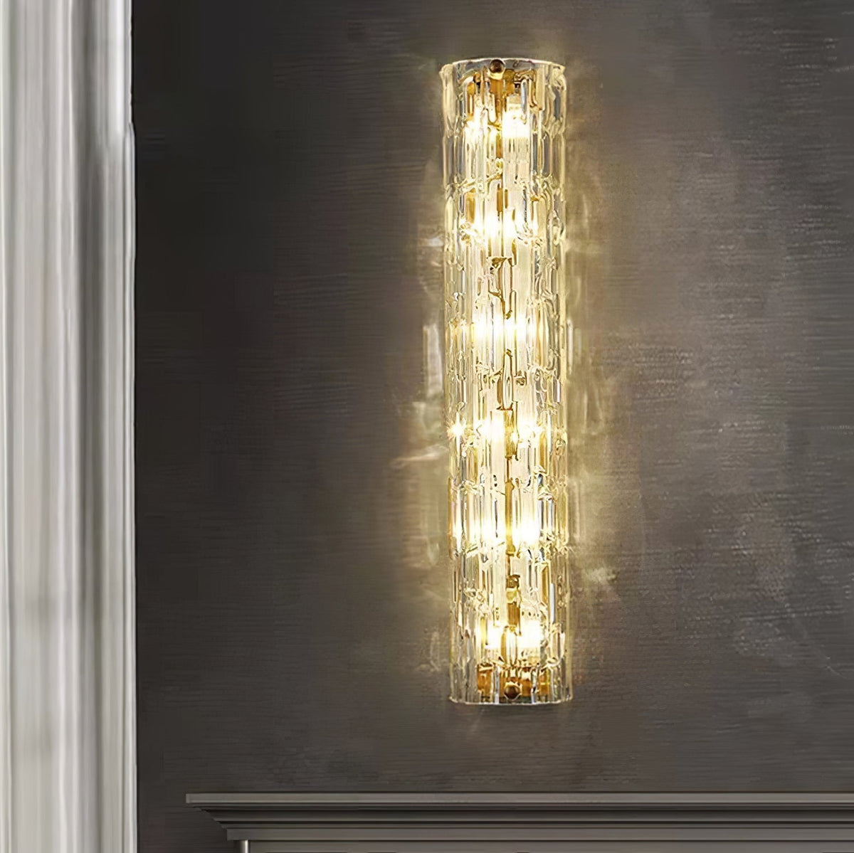 Bexley Messing-Glas Glam-Wandleuchte für Wohnzimmer | Cielum