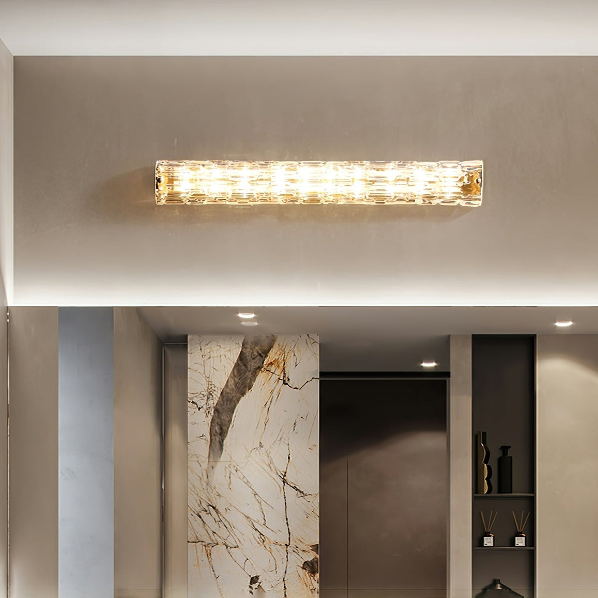 Bexley Messing-Glas Glam-Wandleuchte für Wohnzimmer | Cielum