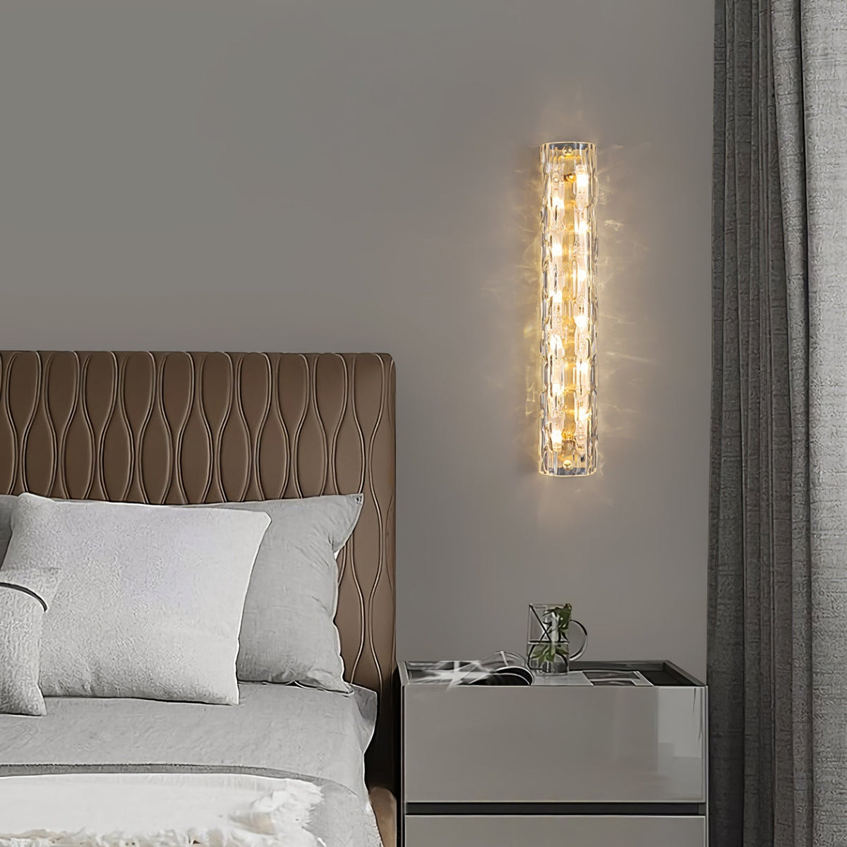 Bexley Messing-Glas Glam-Wandleuchte für Wohnzimmer | Cielum