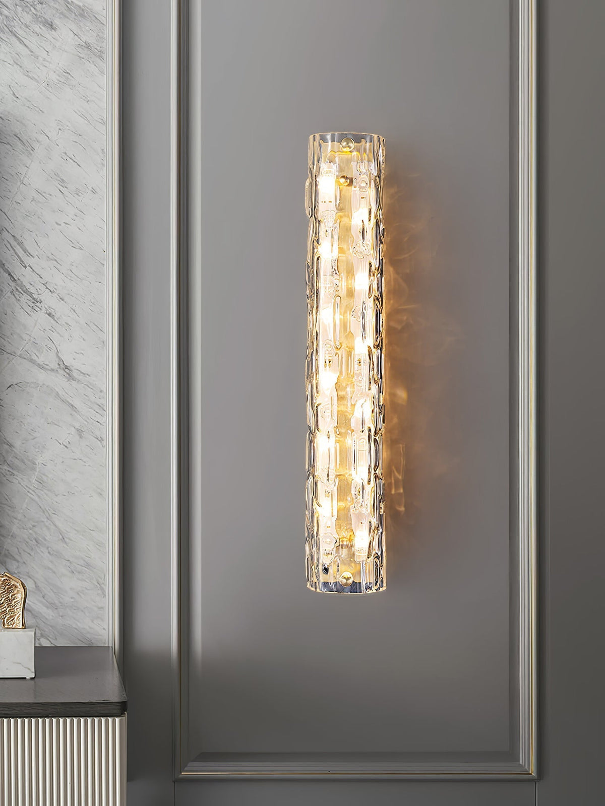 Bexley Messing-Glas Glam-Wandleuchte für Wohnzimmer | Cielum