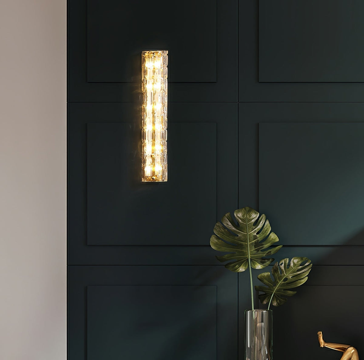 Bexley Messing-Glas Glam-Wandleuchte für Wohnzimmer | Cielum