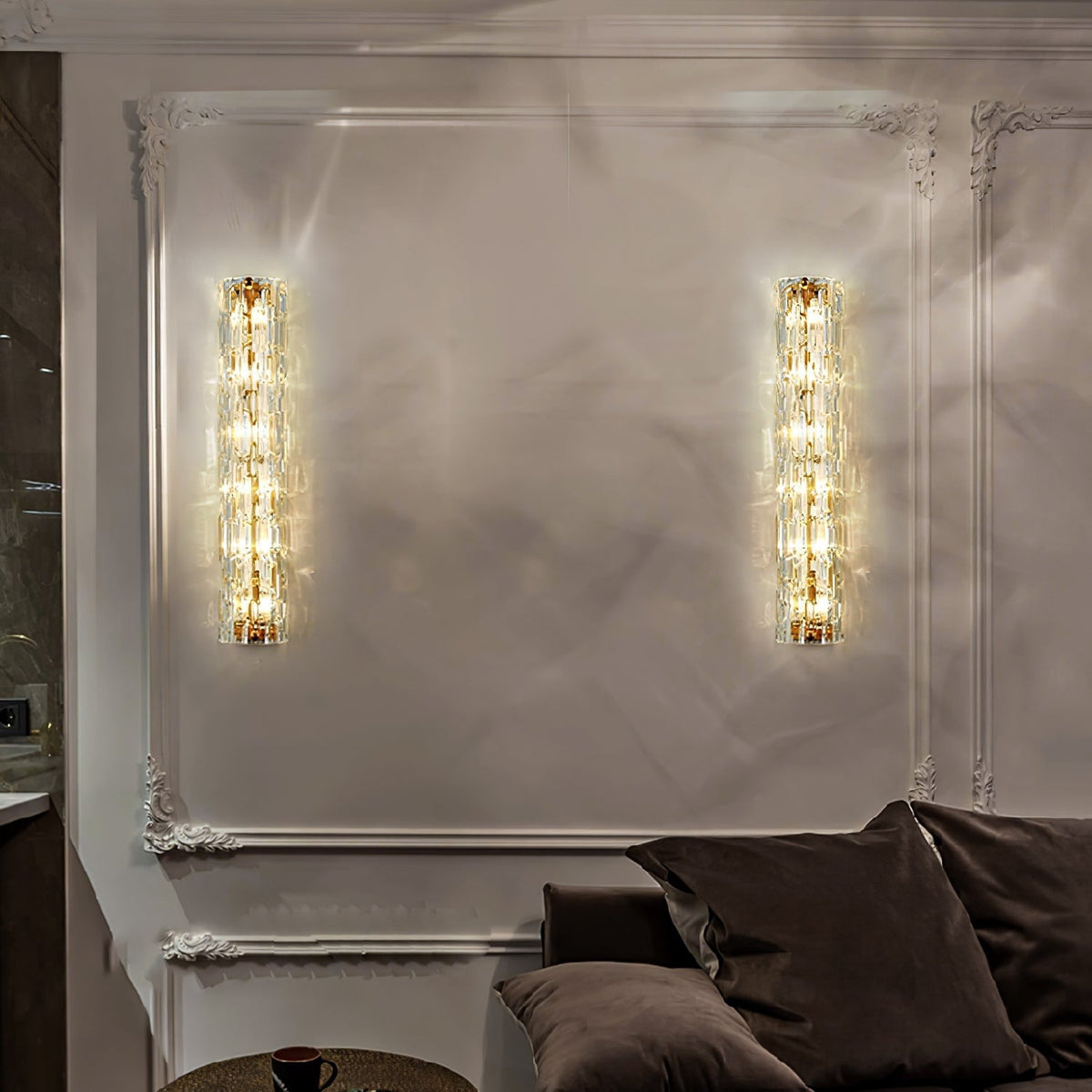 Bexley Messing-Glas Glam-Wandleuchte für Wohnzimmer | Cielum