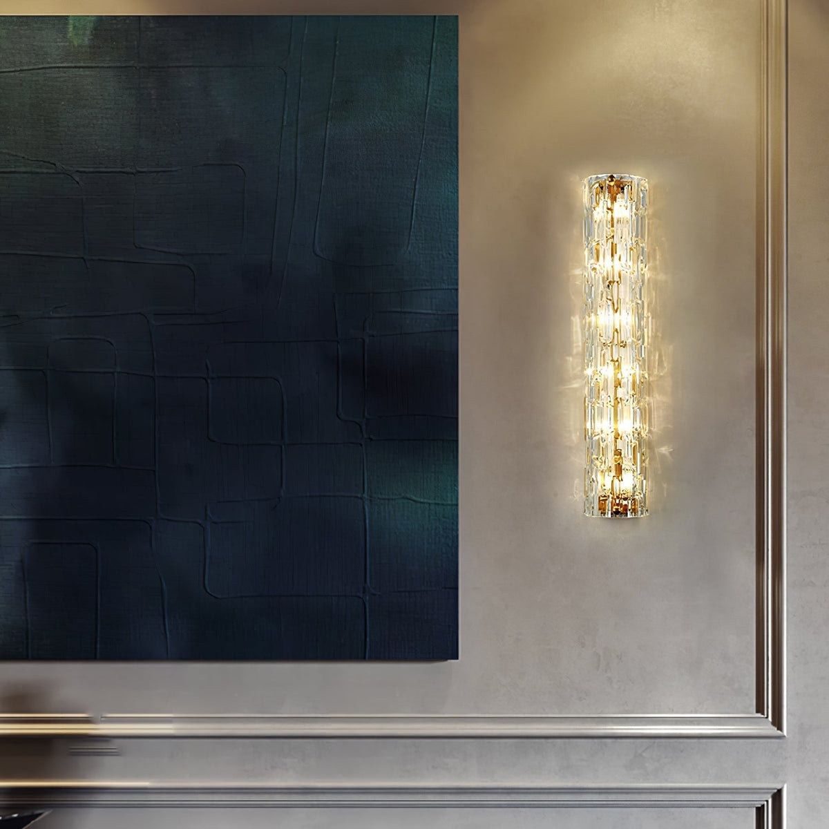 Bexley Messing-Glas Glam-Wandleuchte für Wohnzimmer | Cielum