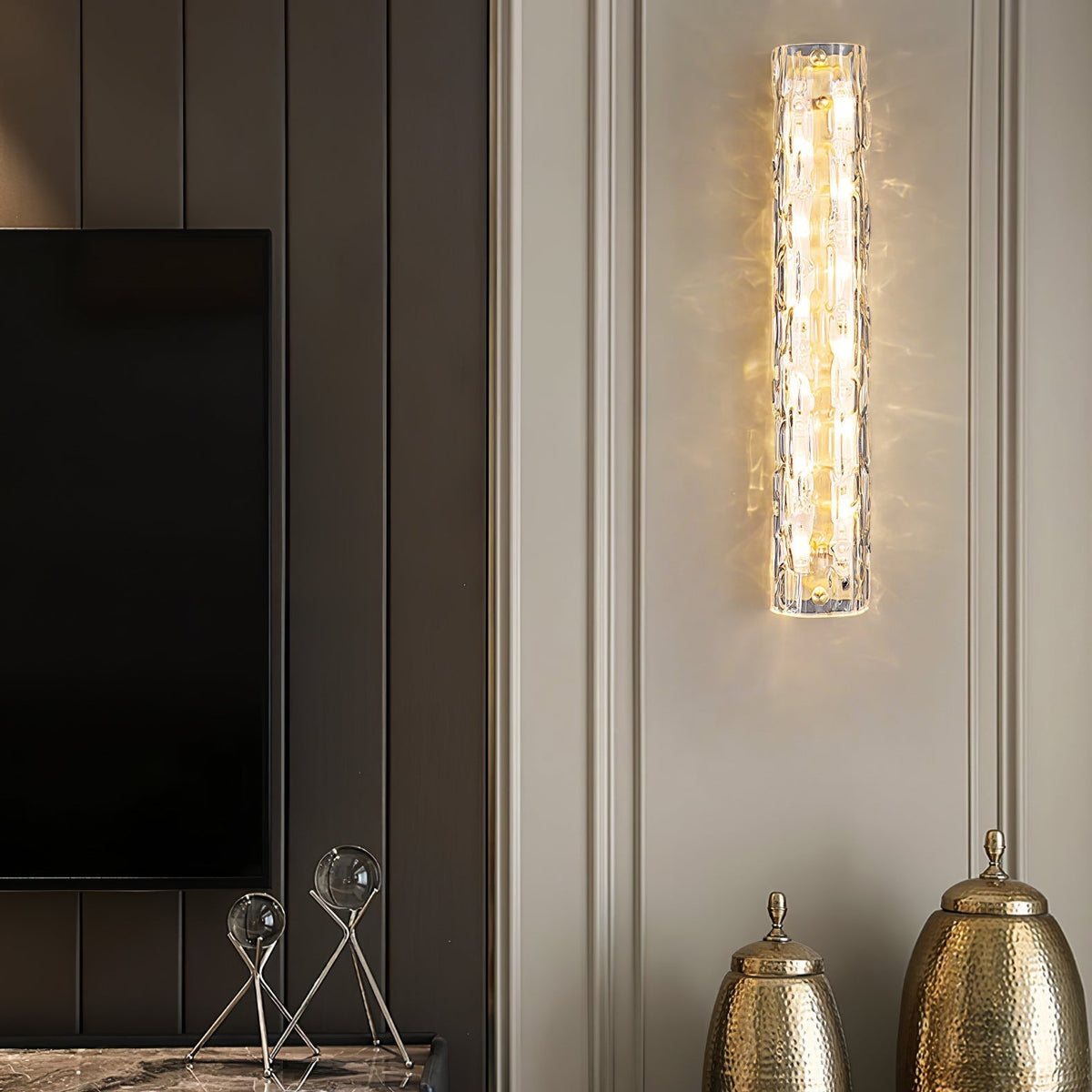 Bexley Messing-Glas Glam-Wandleuchte für Wohnzimmer | Cielum