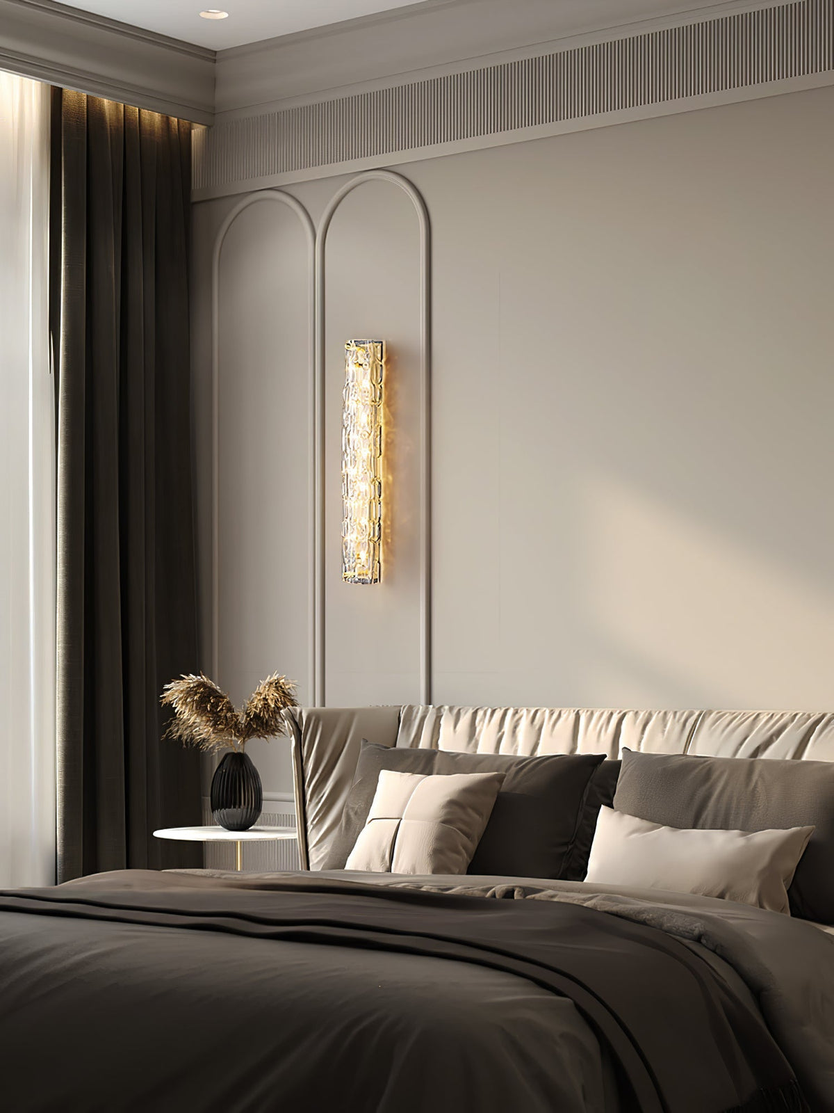 Bexley Messing-Glas Glam-Wandleuchte für Wohnzimmer | Cielum