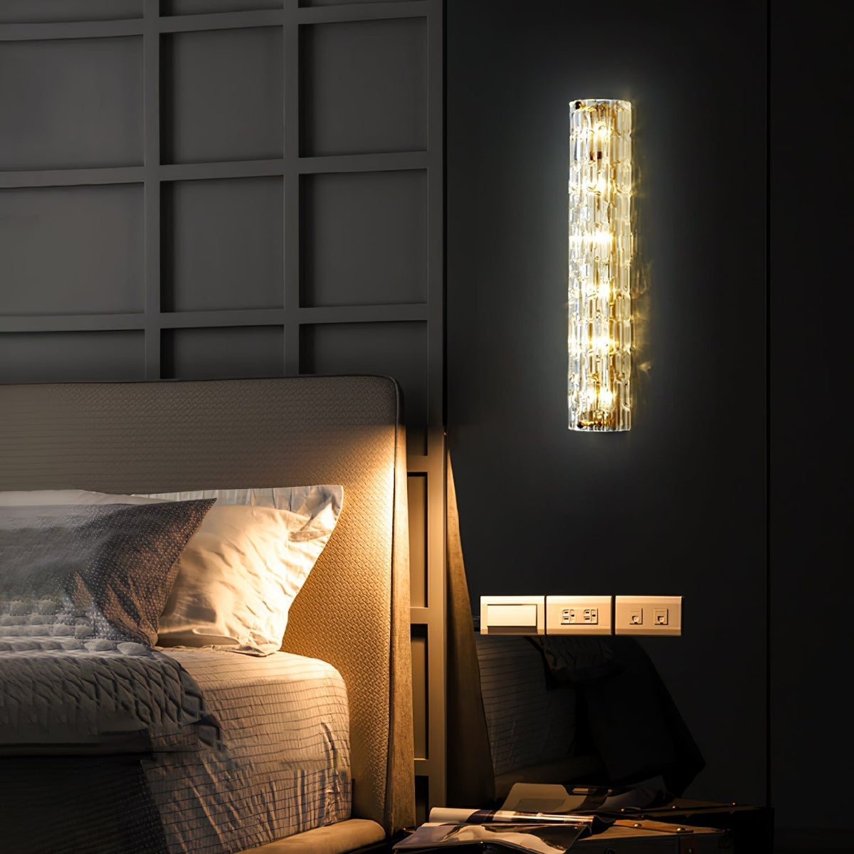 Bexley Messing-Glas Glam-Wandleuchte für Wohnzimmer | Cielum