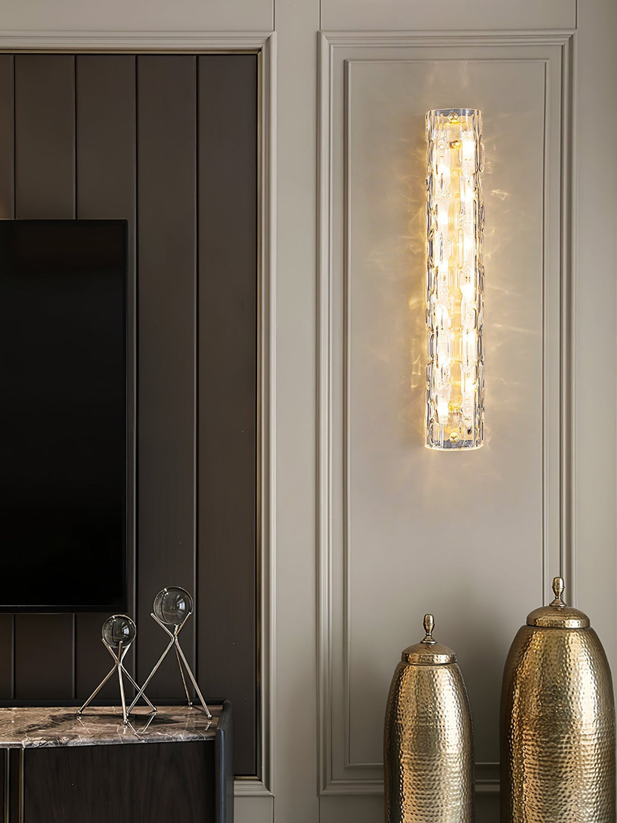 Bexley Messing-Glas Glam-Wandleuchte für Wohnzimmer | Cielum