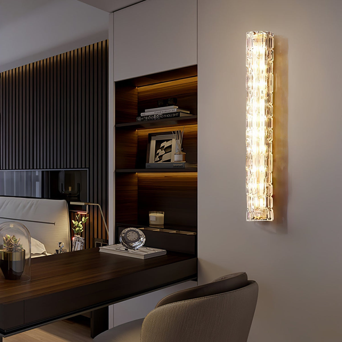Bexley Messing-Glas Glam-Wandleuchte für Wohnzimmer | Cielum