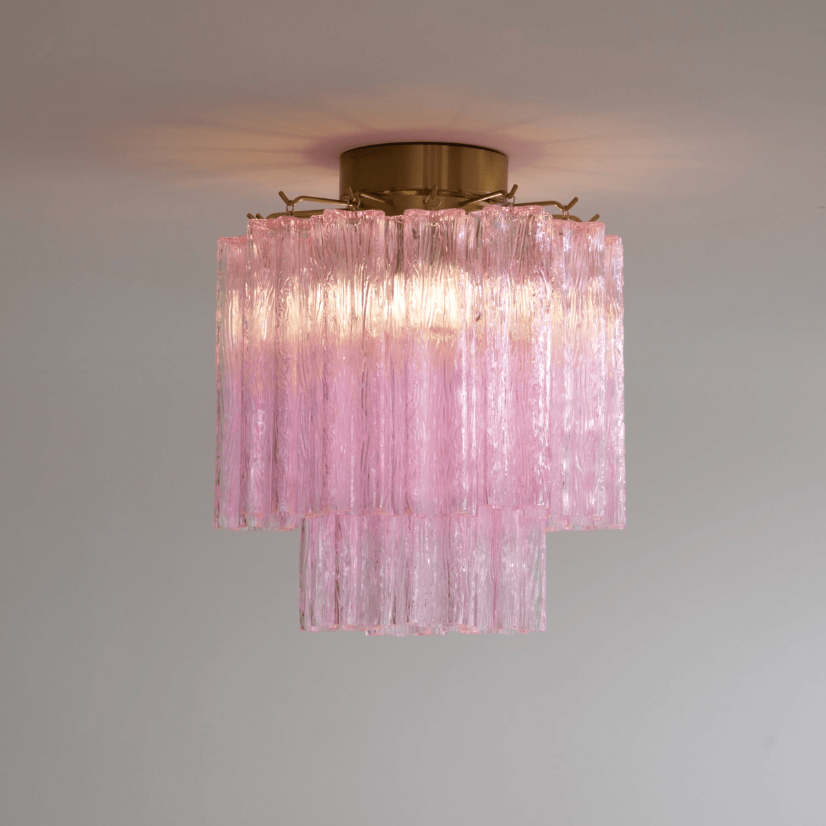 Eiriel Deckenleuchte Rosa Murano-Glas gestuft modern flach