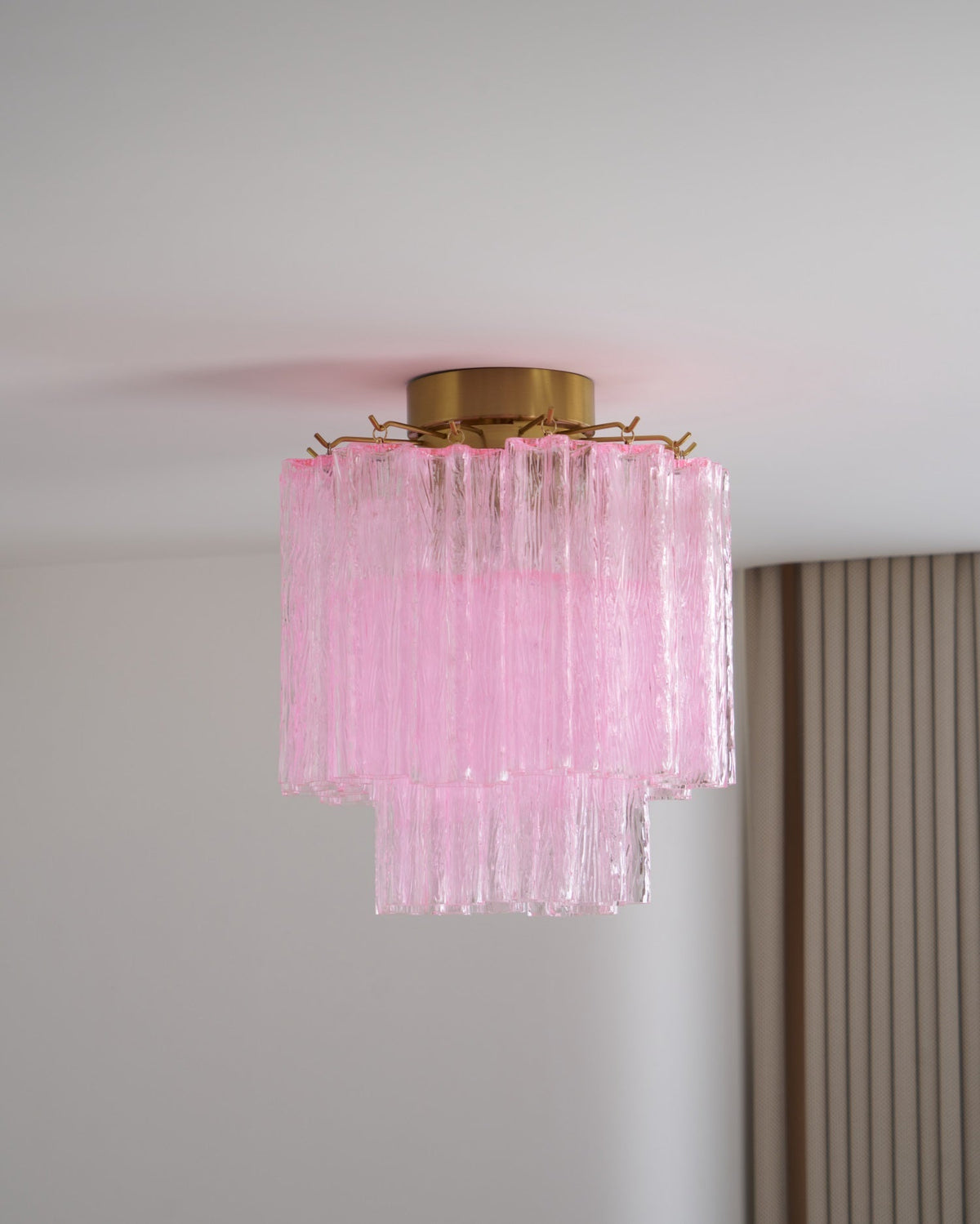 Eiriel Deckenleuchte Rosa Murano-Glas gestuft modern flach