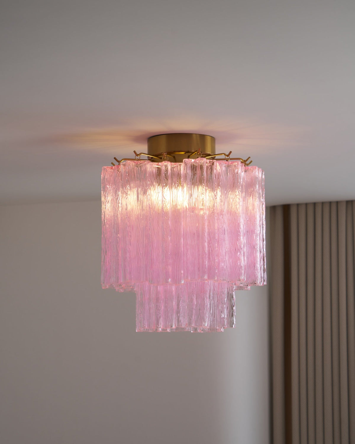 Eiriel Deckenleuchte Rosa Murano-Glas gestuft modern flach