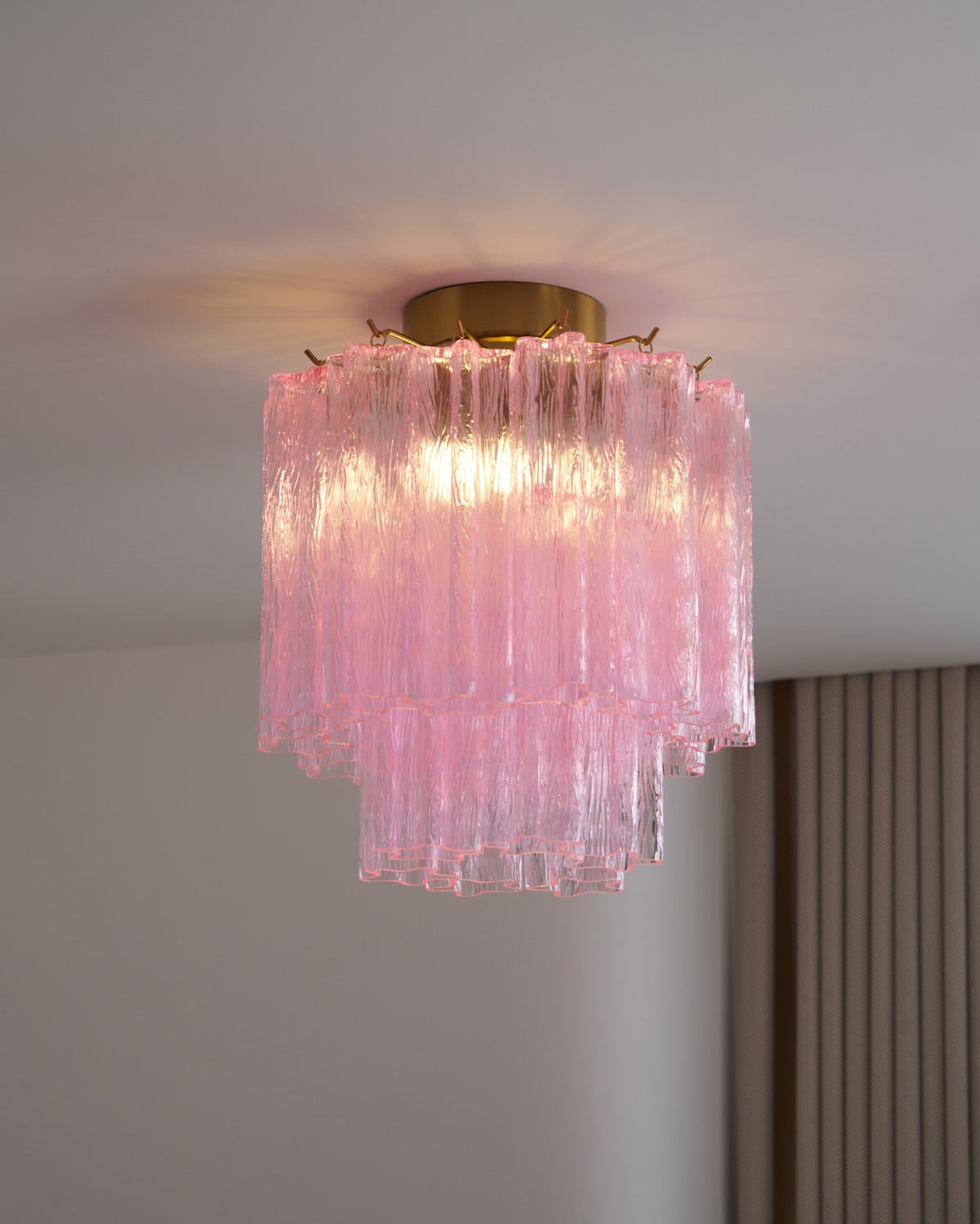 Eiriel Deckenleuchte Rosa Murano-Glas gestuft modern flach