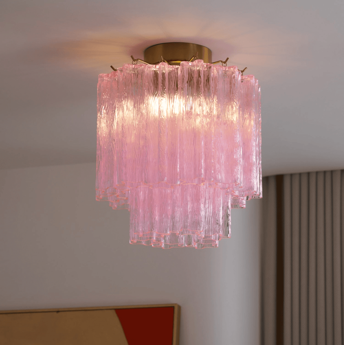 Eiriel Deckenleuchte Rosa Murano-Glas gestuft modern flach