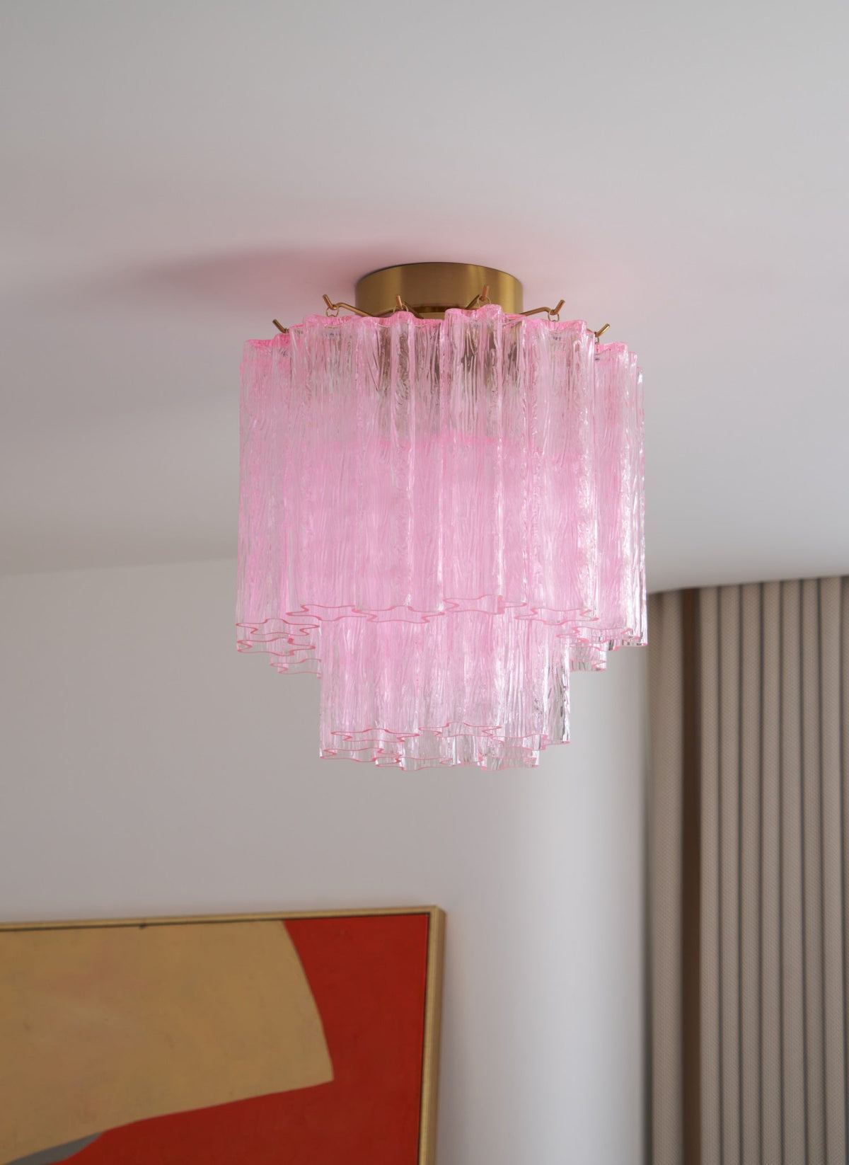 Eiriel Deckenleuchte Rosa Murano-Glas gestuft modern flach