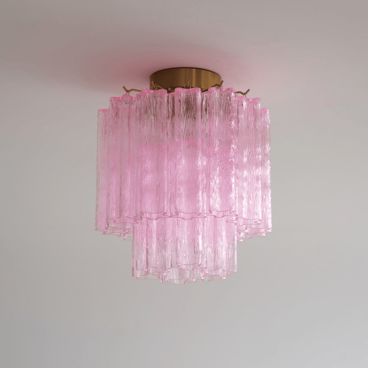 Eiriel Deckenleuchte Rosa Murano-Glas gestuft modern flach
