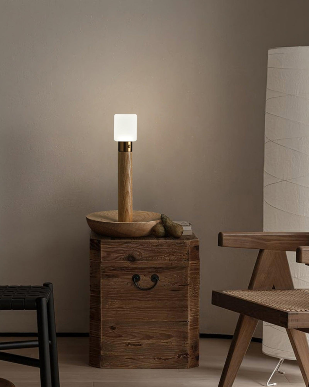 Lumaice Tischleuchte Holztischleuchte minimalistisch Vintage
