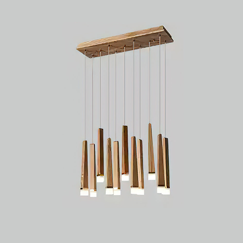 Sylielle Kronleuchter aus Holz im Kaminholz-Stil