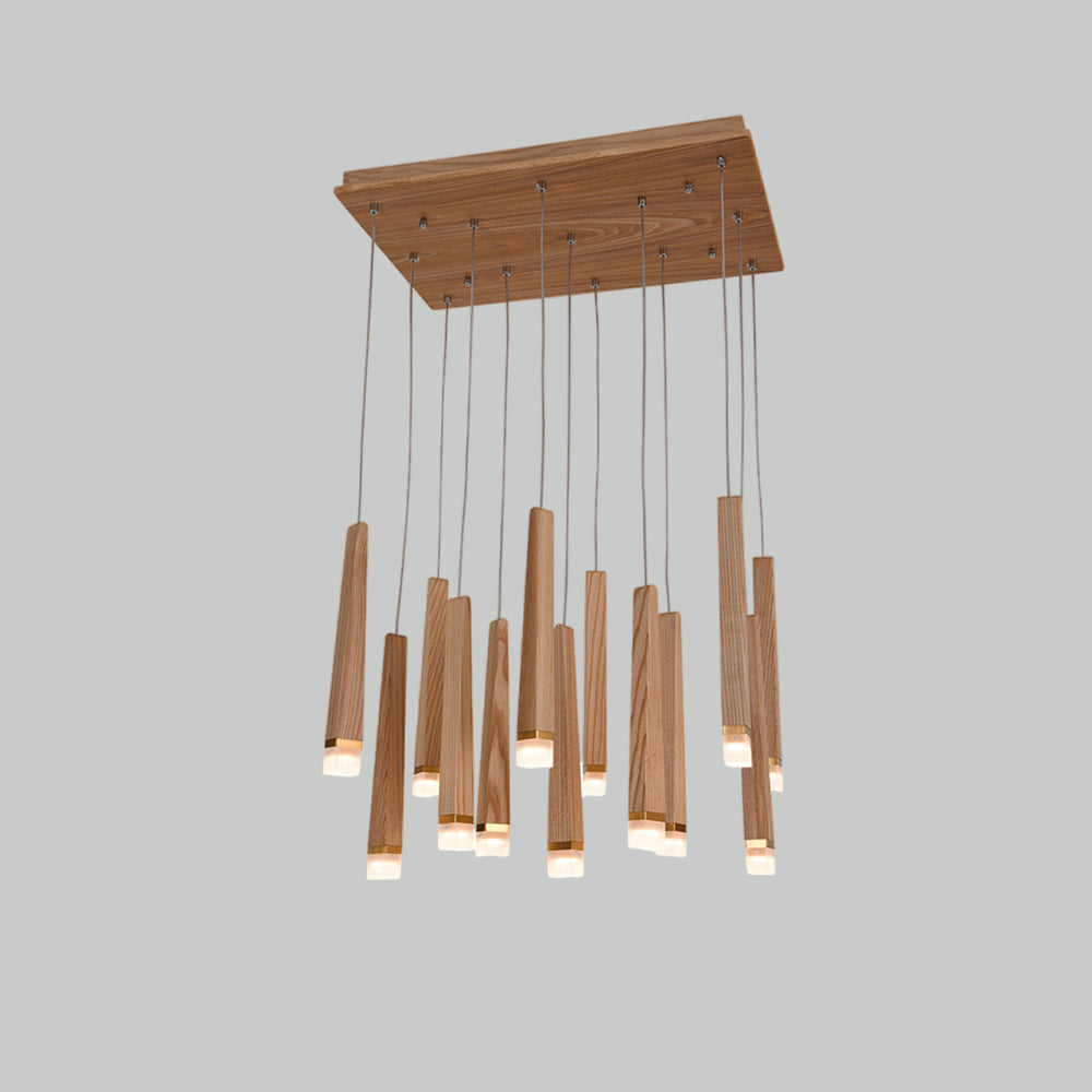 Sylielle Kronleuchter aus Holz im Kaminholz-Stil