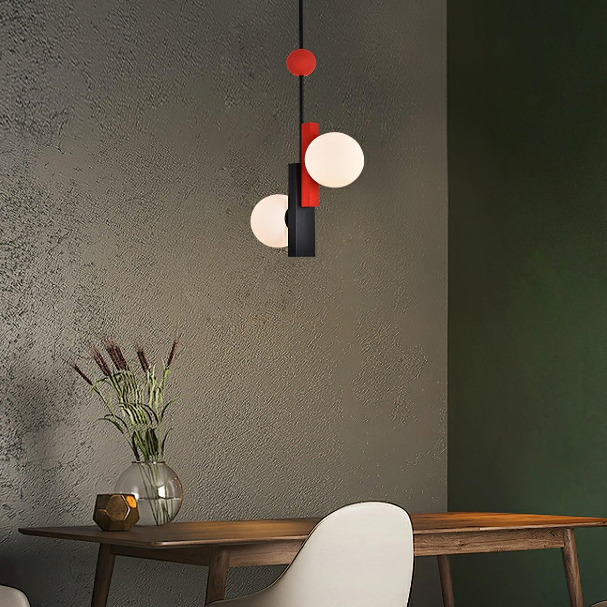 Veveny Pendelleuchte Doppelkugel Linear Balken Geometrisch