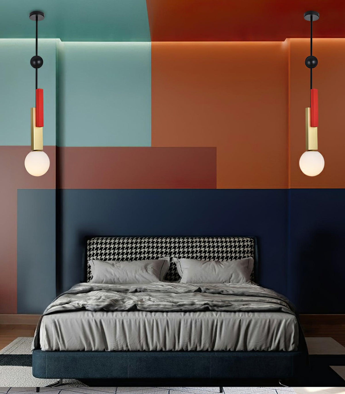 Veveny Pendelleuchte Doppelkugel Linear Balken Geometrisch