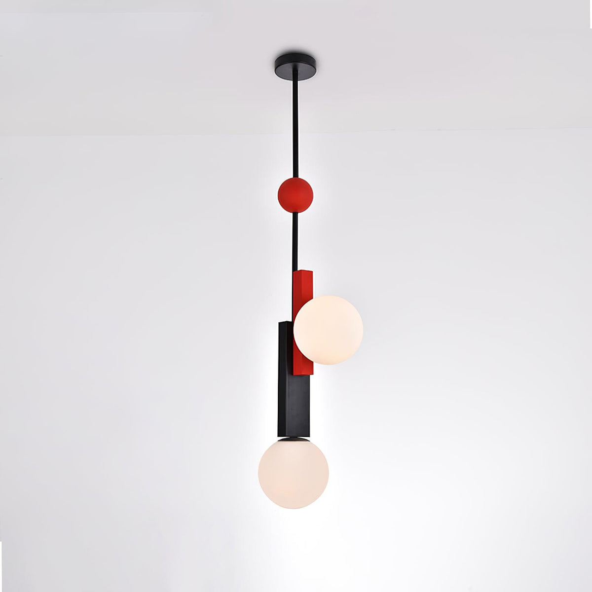 Veveny Pendelleuchte Doppelkugel Linear Balken Geometrisch
